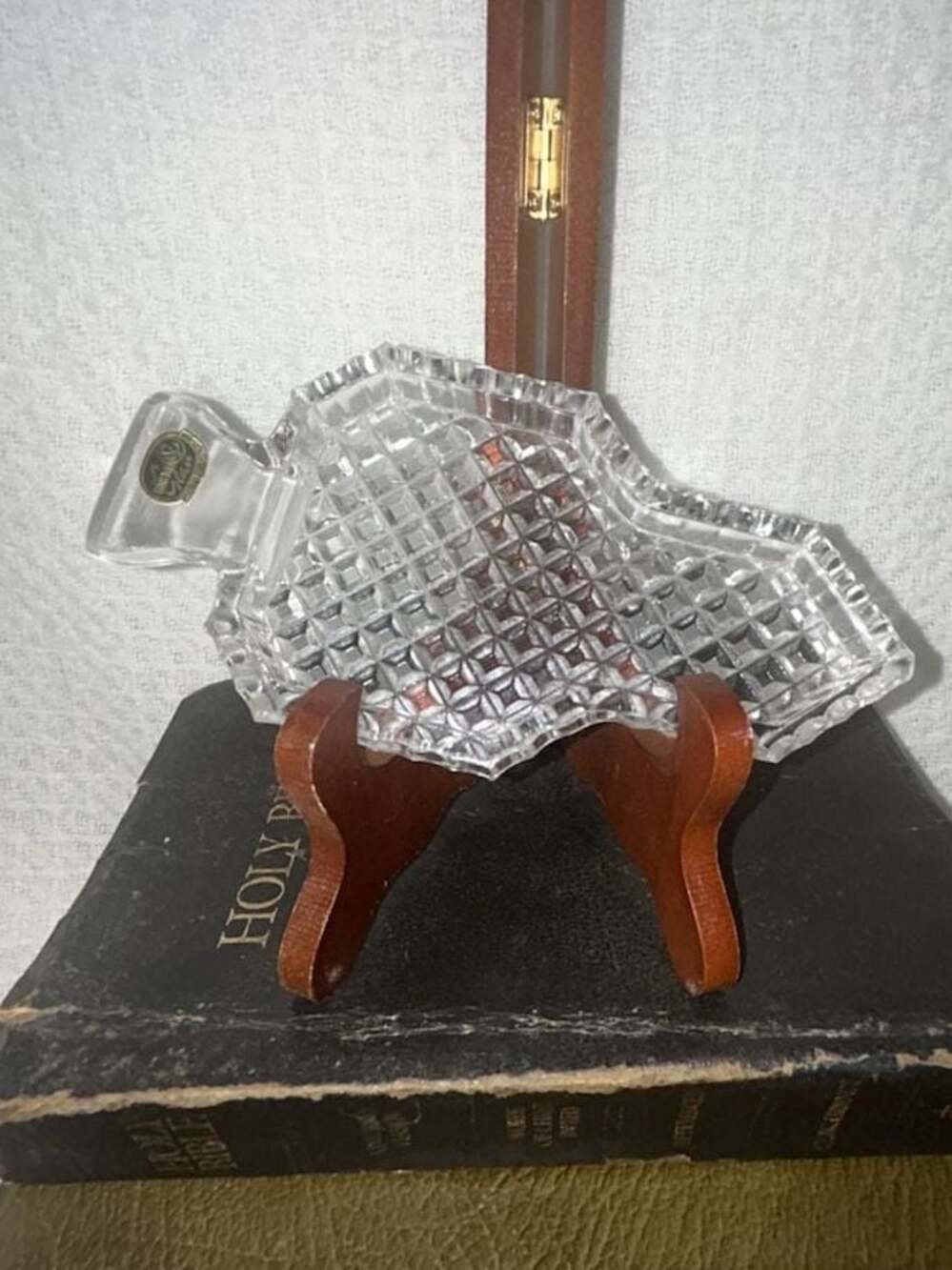Vintage Bohemia Glass Lead Crystal Arrowhead Shape Trinket Dish